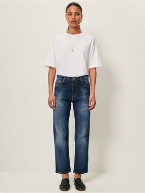 Season Blue Marino Jeans Everyday Mid-Rise Straight Leg Jeans in Dark Indigo 40